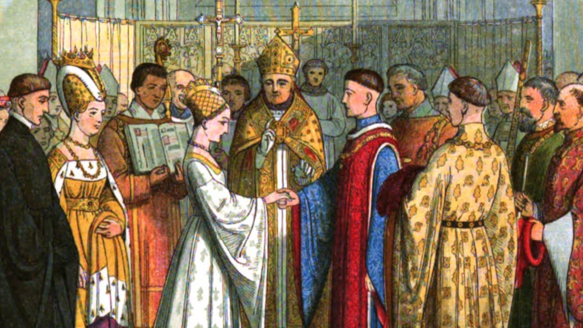 File:A Chronicle of England - Page 373 - Marriage of Henry V and Katherine of France.jpg