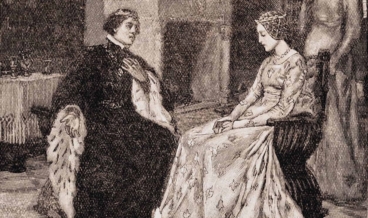 Gettyimages - 1439506435, Henry V of England wooing Catherine of Valois Henry V of England wooing Catherine of Valois, c. 1419. Following Henry 's successful military campaign in France (including victory at battle of Agincourt), he negotiated with Charles VI of France to become regent and heir to the French throne under the Treaty of Troyes.