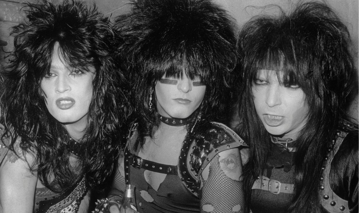 L-R: Vince Neil (singer), Tommy Lee (drums), Nikki Sixx (bass), and Mick Mars (guitar).