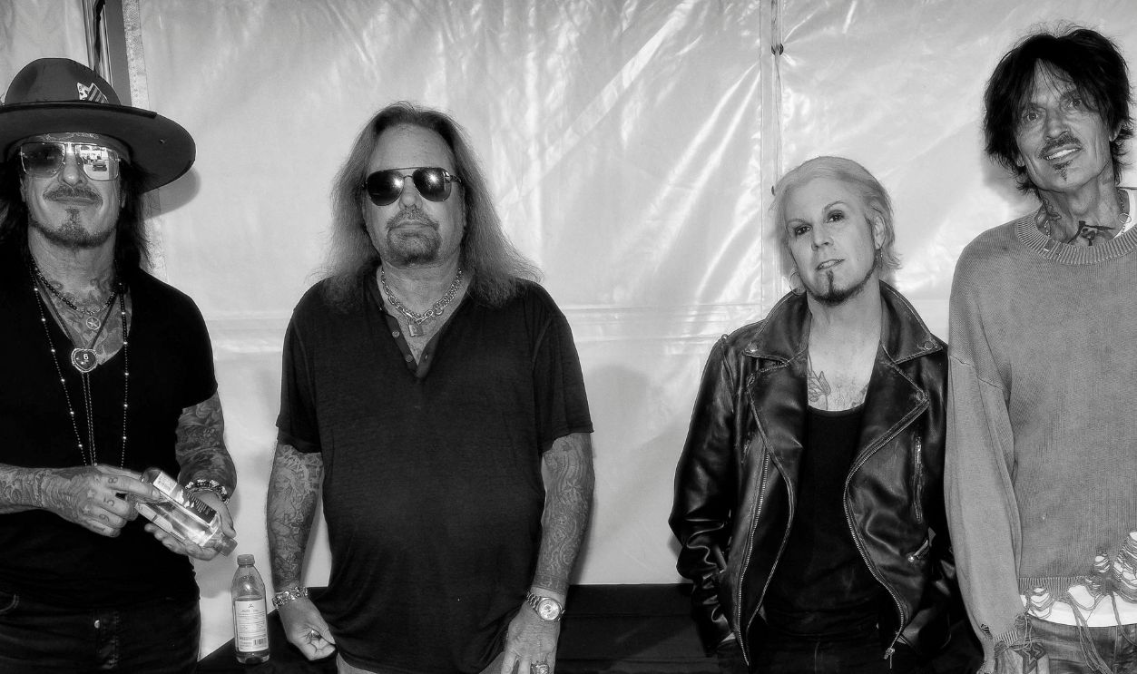  Nikki Sixx, Vince Neil, John 5 and Tommy Lee from the band Motley Crue backstage at the Summerfest Music Festival 2024 on June 21, 2024, in Milwaukee, Wisconsin. 