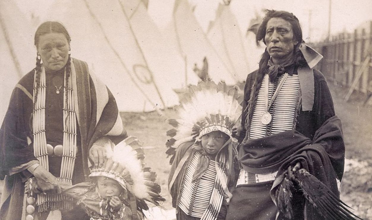 Family Before The Fairground Crowd