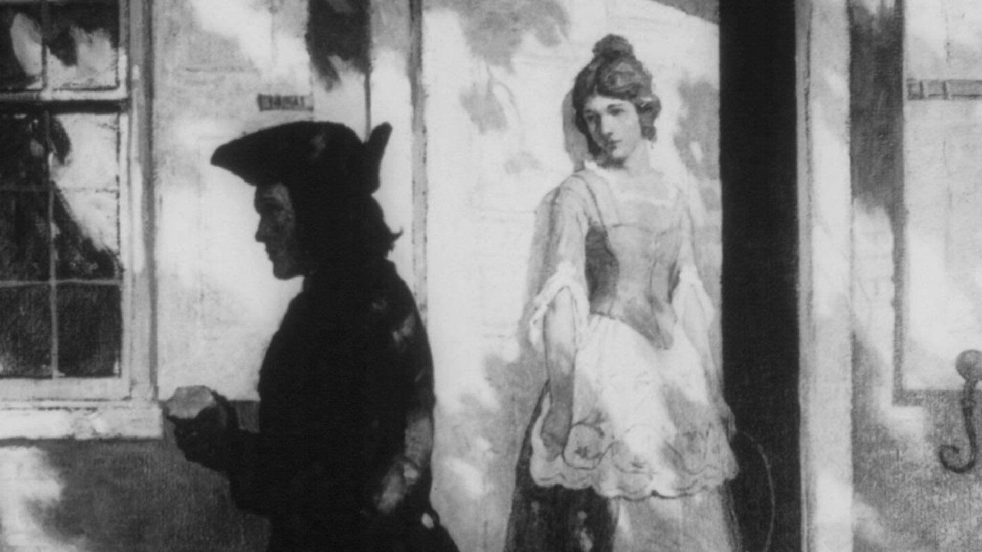 File:Benjamin Franklin, 1706-1790, full length, as a youth, walking with stick and sack in one hand, in front of a doorway in which is standing young woman, Deborah Reade LCCN2006677784.jpg