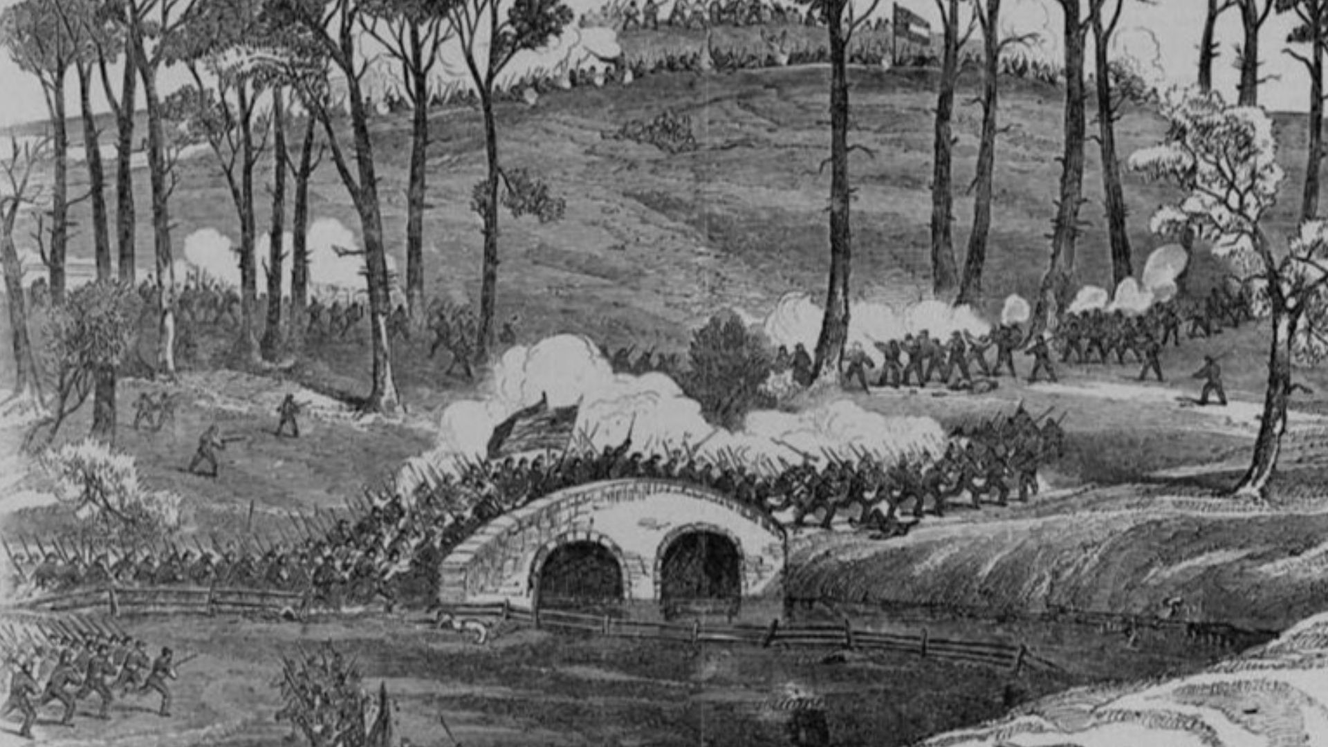 File:Battle of Antietam, Burnside's division carrying the bridge over the Antietam Creek.jpg