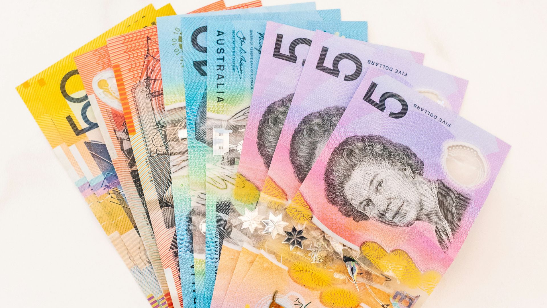 assorted Australian dollar banknotes