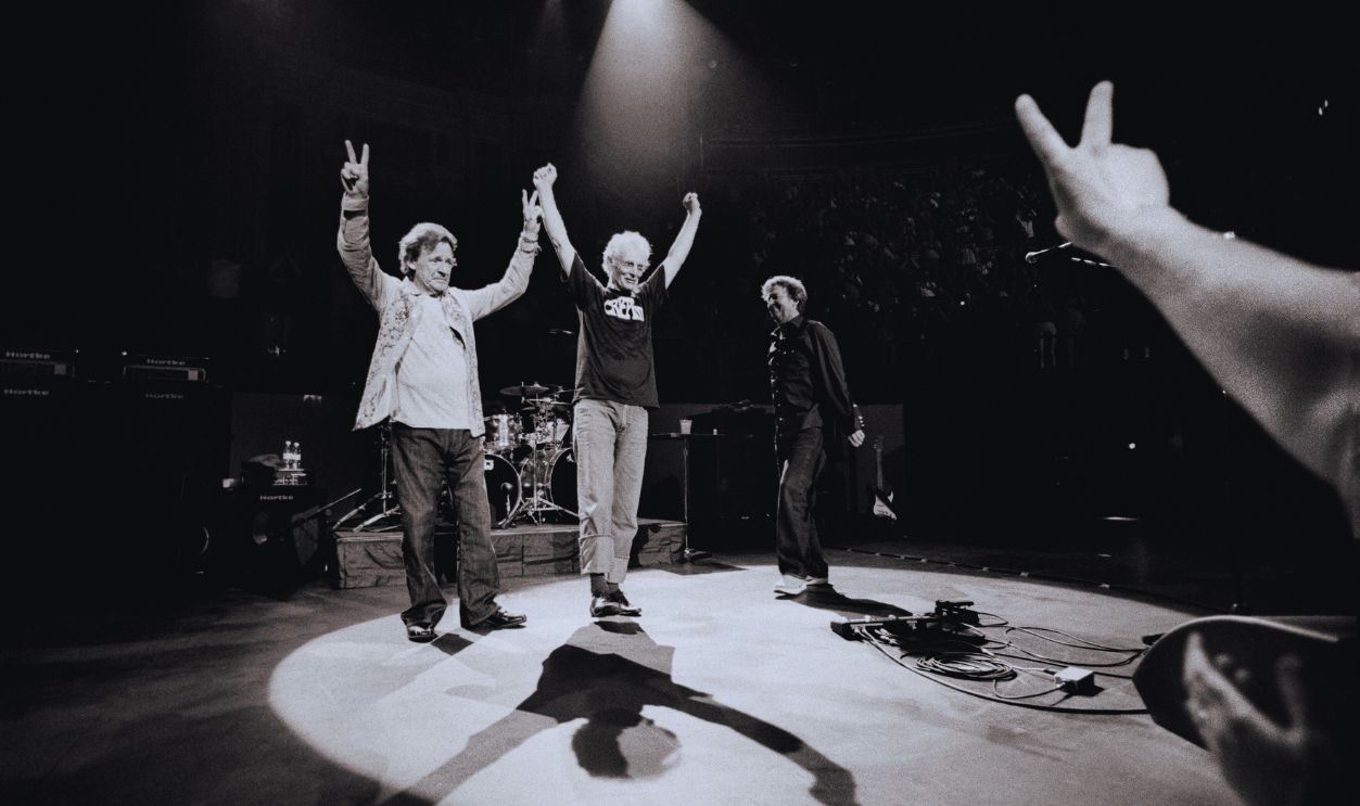 Gettyimages - 1135084697, Cream Reunion Reunion of British rock group Cream at Royal Albert Hall in London on May 3, 2005. Bassist-vocalist Jack Bruce, guitarist-vocalist Eric Clapton, drummer Ginger Baker.