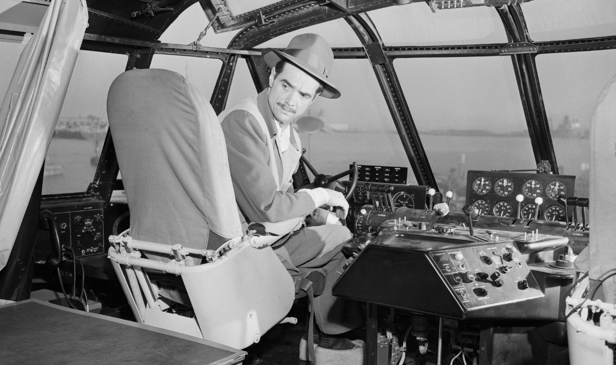 Howard Hughes in Cockpit of Spruce Goose