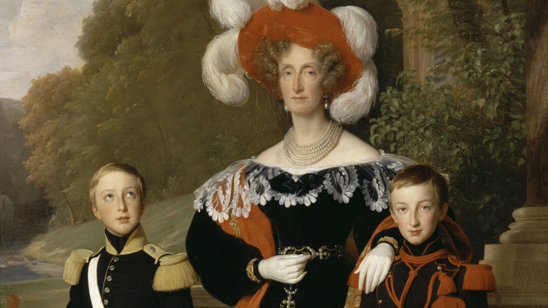 File:Queen Marie Amélie with her youngest sons, the Dukes of Montpensier and Aumale by Louis Hersent (1835, Versailles) .jpg