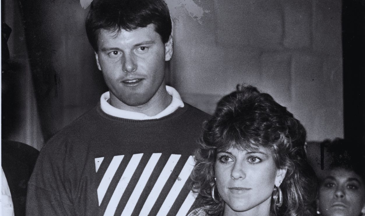 Gettyimages - 1340342090, (5/9/87) Roger Clemens and wife Debbie at a KISS 108 party at the old Boston Garden. Right around the time he alledgedly began an affair with 15-year-old country singer Mindy McCready. Staff photo by Nancy Lane