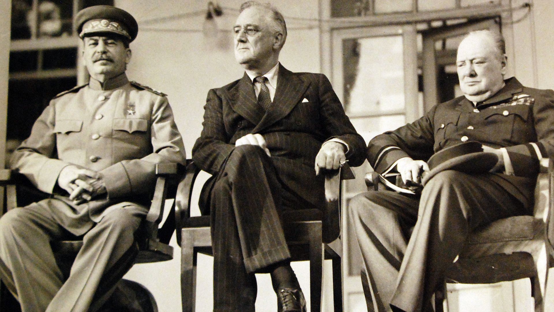 File:Roosevelt Churchill and Stalin at Tehran Conference 1943 (24108049170).jpg