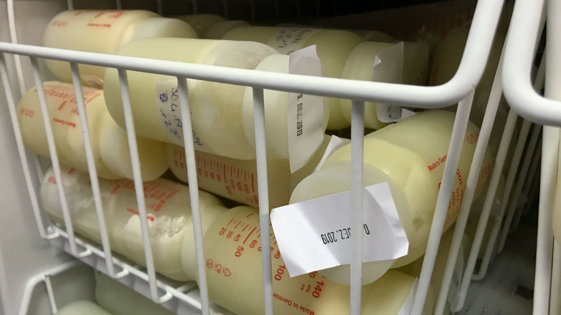 File:Bottles of Donated Human Milk in a Freezer.jpg