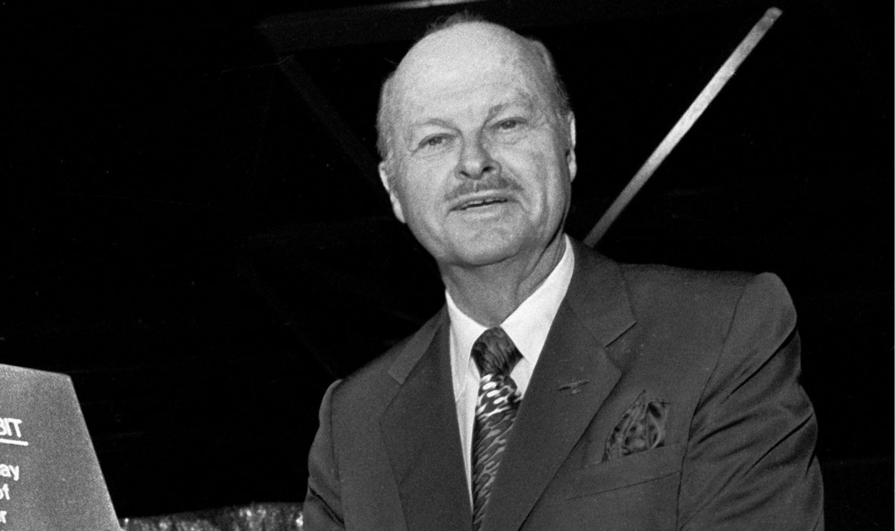 Hollywood executive Jack Wrather during Grand Opening festivities of the Howard Hughes Spruce Goose exhibit, May 12, 1983 in Long Beach, California.