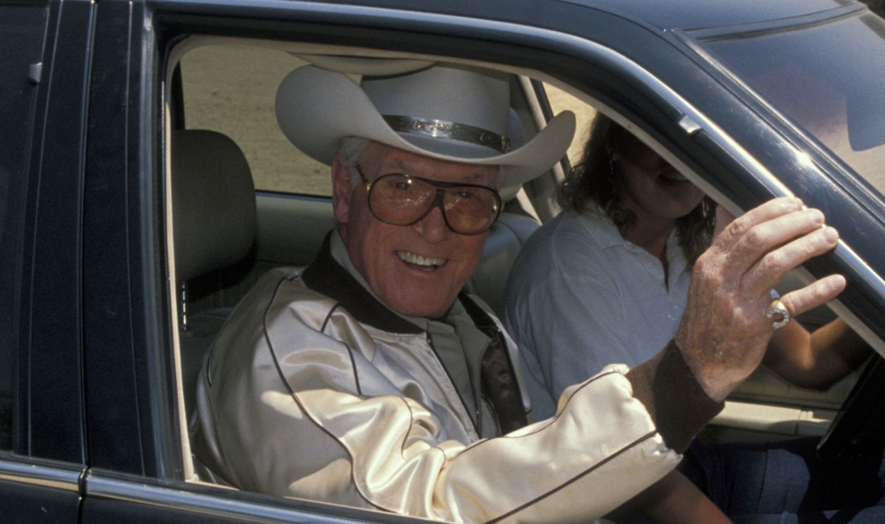 Clayton Moore during Pro-Celebrity Rodeo at Equestrian Center in Burbank, California, United States.