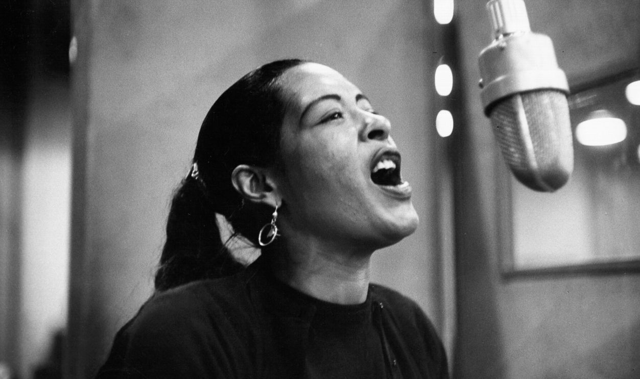 Billie Holiday records her penultimate album 'Lady in Satin' at the Columbia Records studio in December 1957 in New York City, New York.