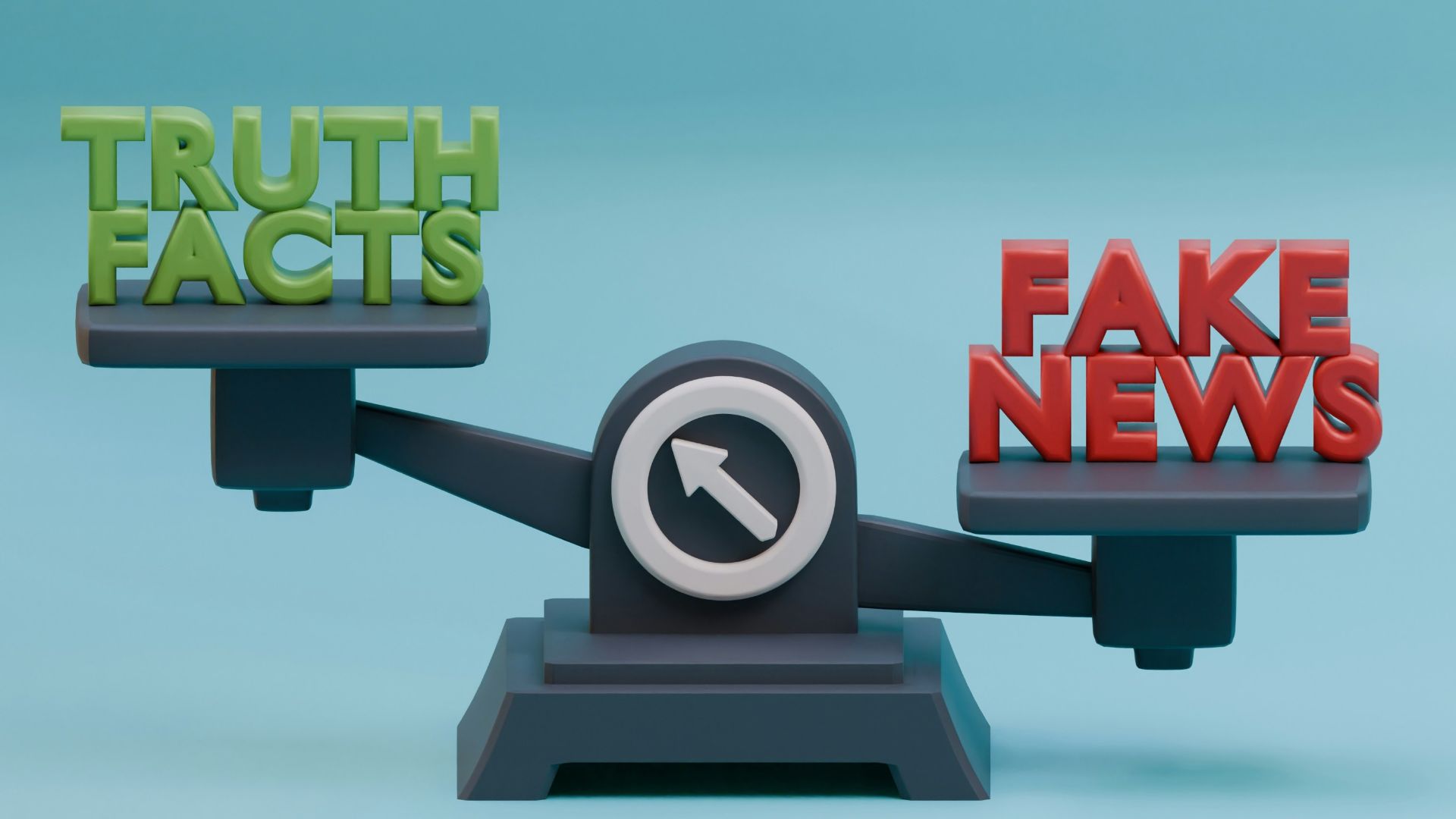 a scale with the words fake news on it