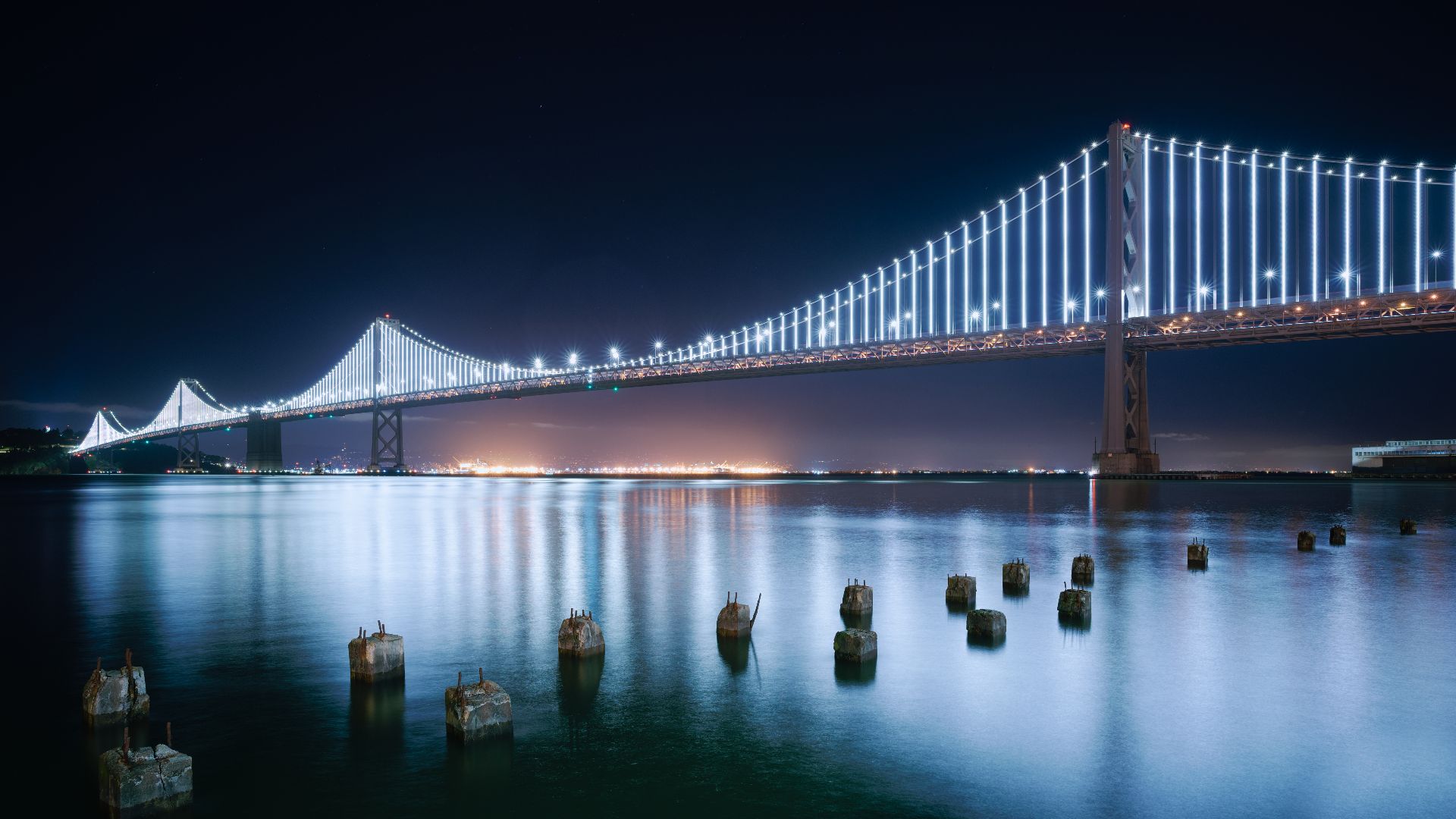 File:San Francisco Bay Bridge Western Span at night.jpg