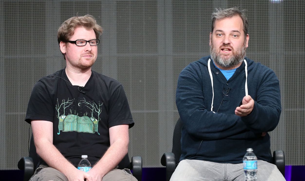  Producers Justin Roiland (L) and Dan Harmon speak onstage during the Adult Swim: Rick and Morty panel at the Turner Broadcasting portion of the 2013 Summer Television Critics Association tour at the Beverly Hilton Hotel on July 24, 2013 in Beverly Hills, California. 