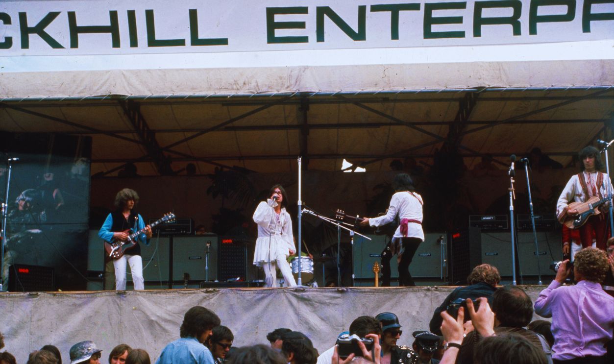 Gettyimages - 1197137572, The Rolling Stones In Hyde Park LONDON - JULY 5: (L-R) English guitarist Mick Taylor, English songwriter, musician and lead singer Mick Jagger, English songwriter and guitarist Keith Richards, and English bassist Bill Wyman, perform in front of over 300,000 people on July 5, 1969, in London, England.