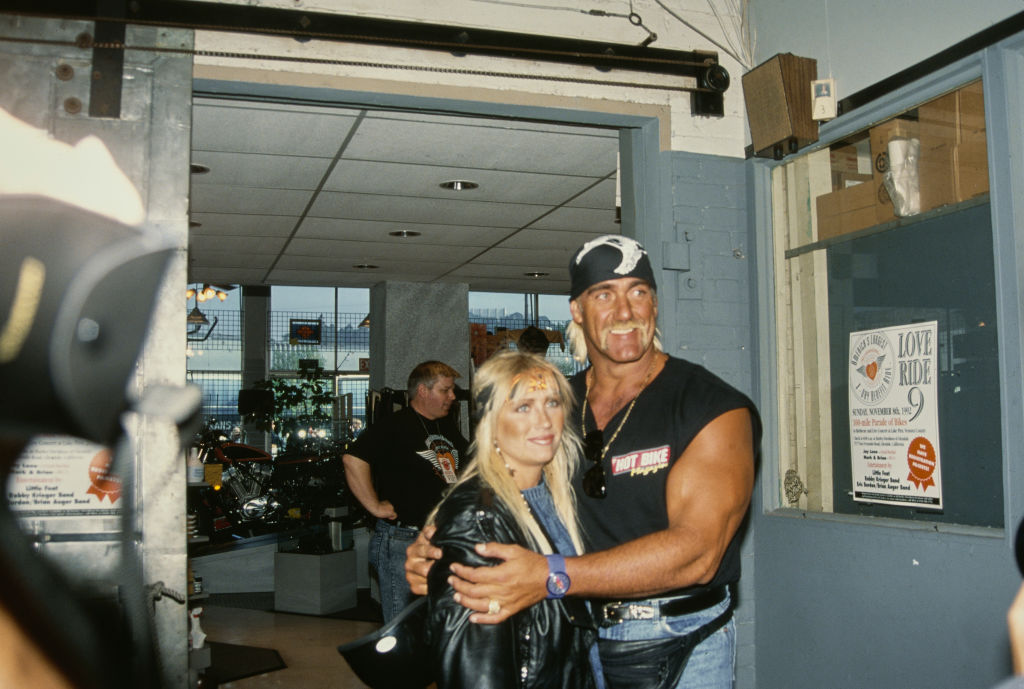American wrestler Hulk Hogan and wife Linda attending the Love Ride 9 Annual Ride-A-Thon to Benefit Muscular Dystrophy in Glendale, California, November 8th 1992. 