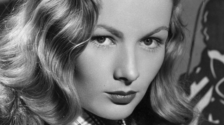 Veronica Lake in plaid top