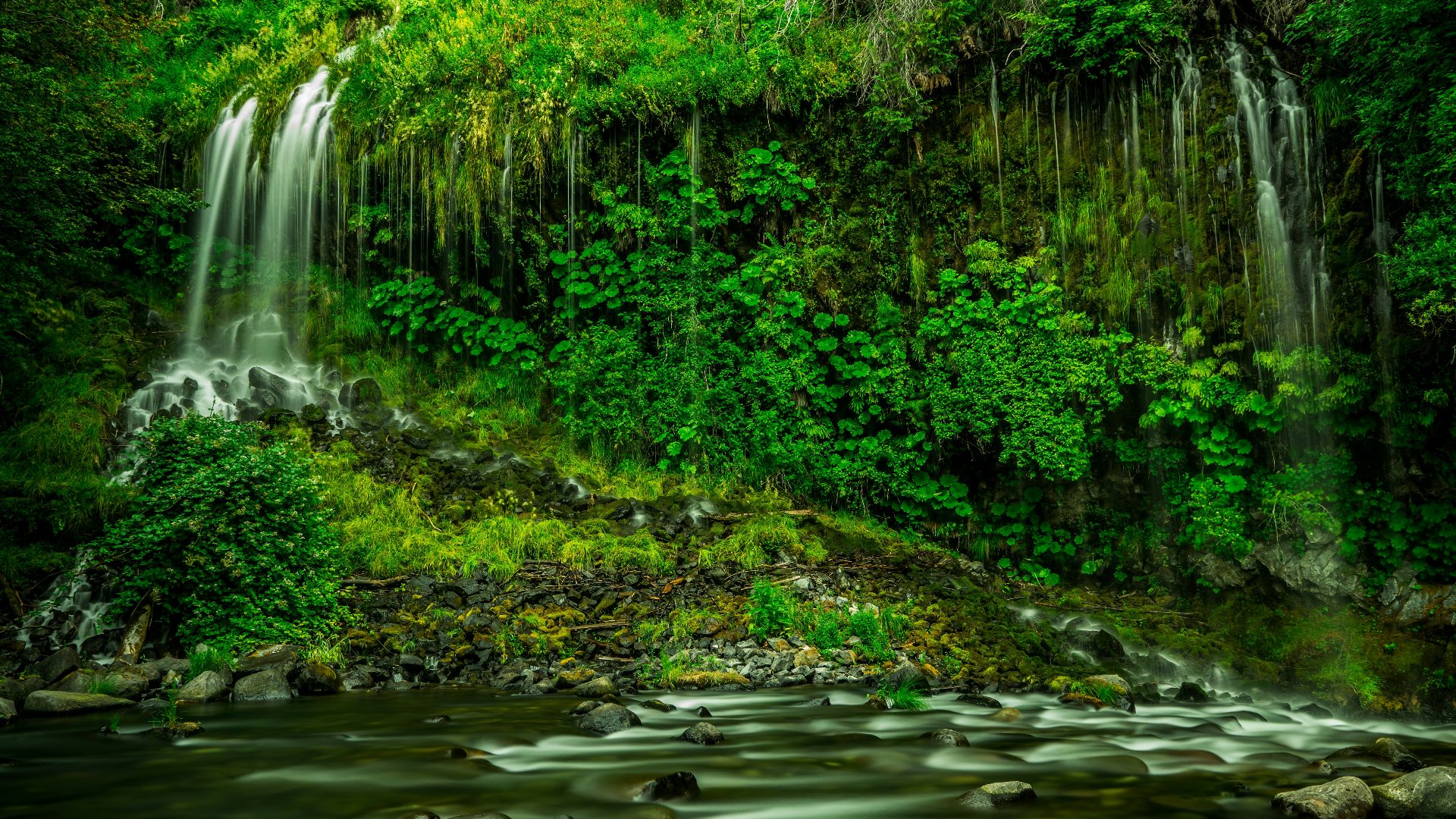 time lapse photography of multi-step waterfalls