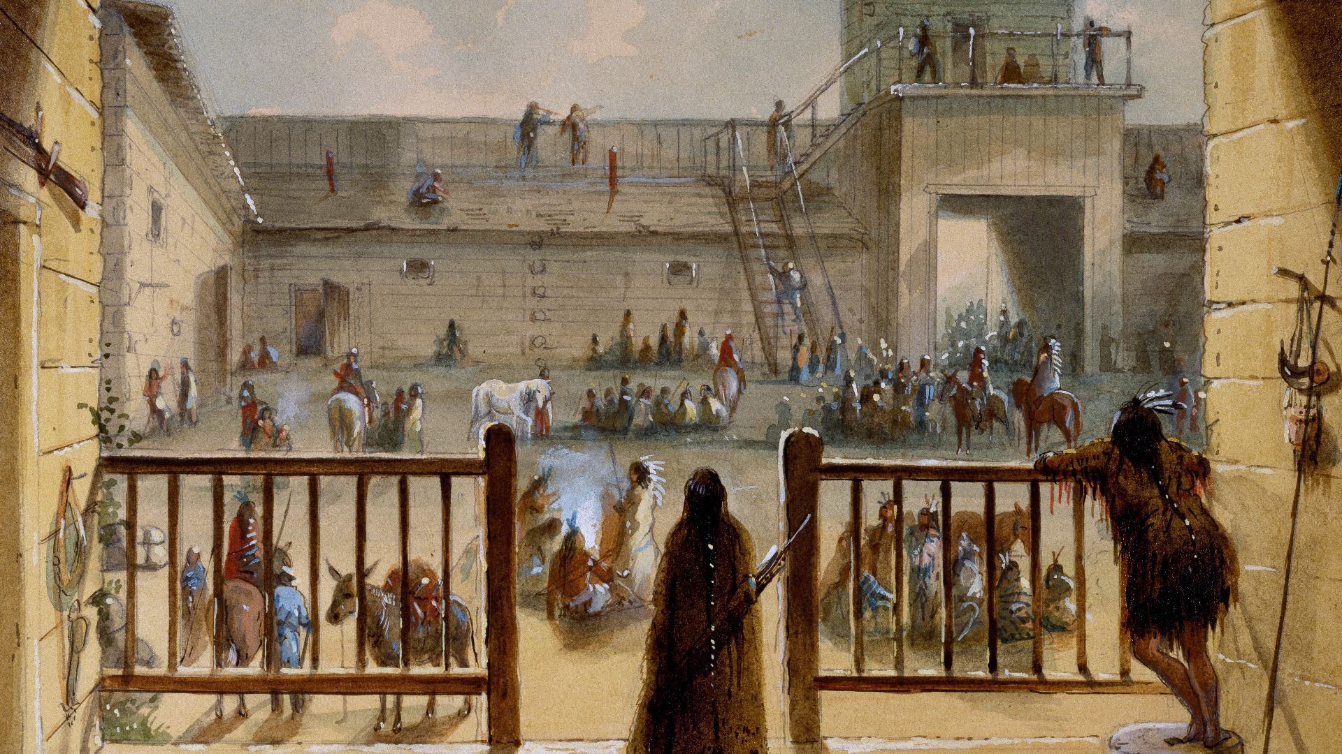 File:Alfred Jacob Miller - Interior of Fort Laramie - Google Art Project.jpg