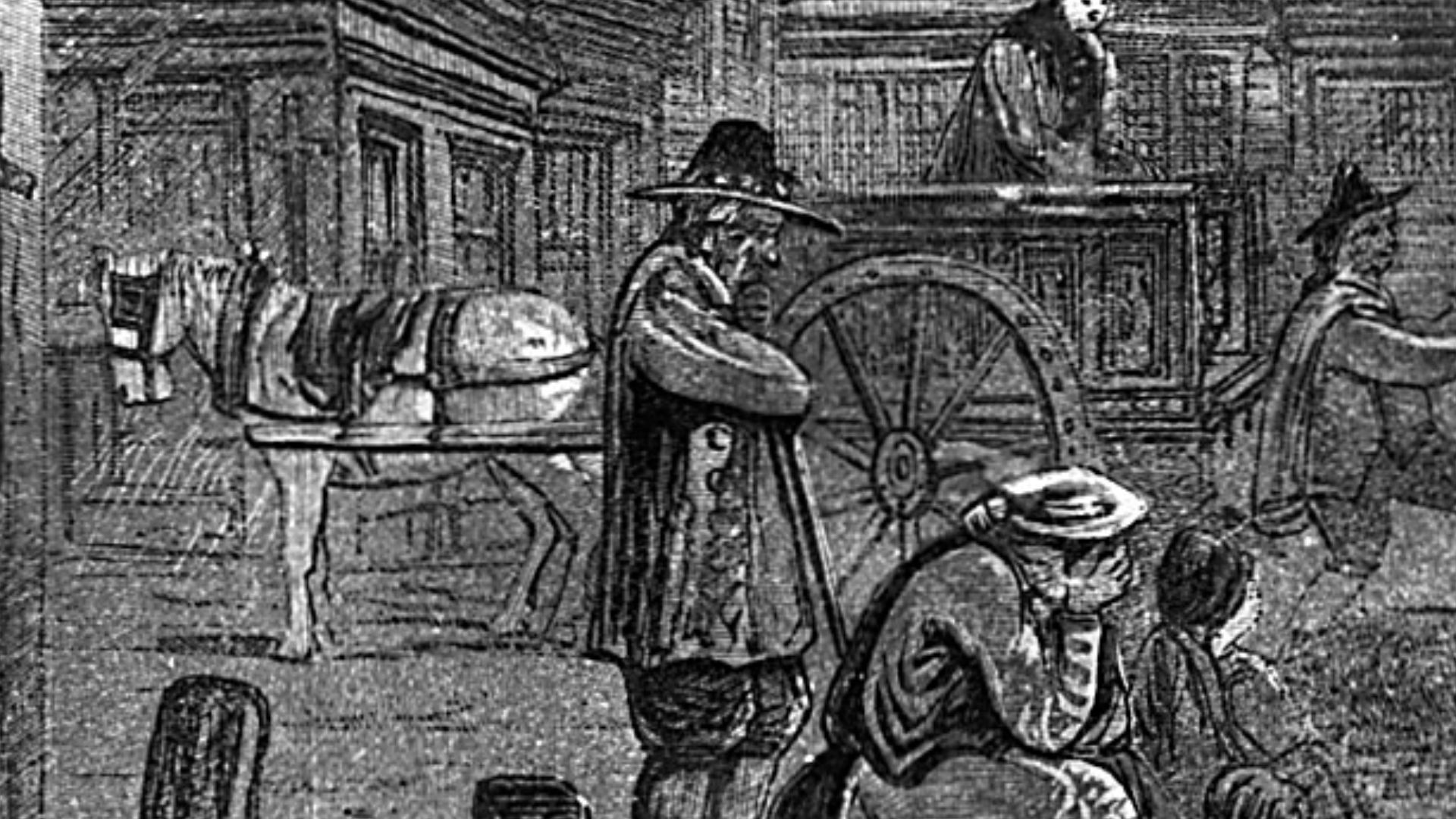 File:A street during the plague in London with a death cart and m Wellcome L0004063.jpg