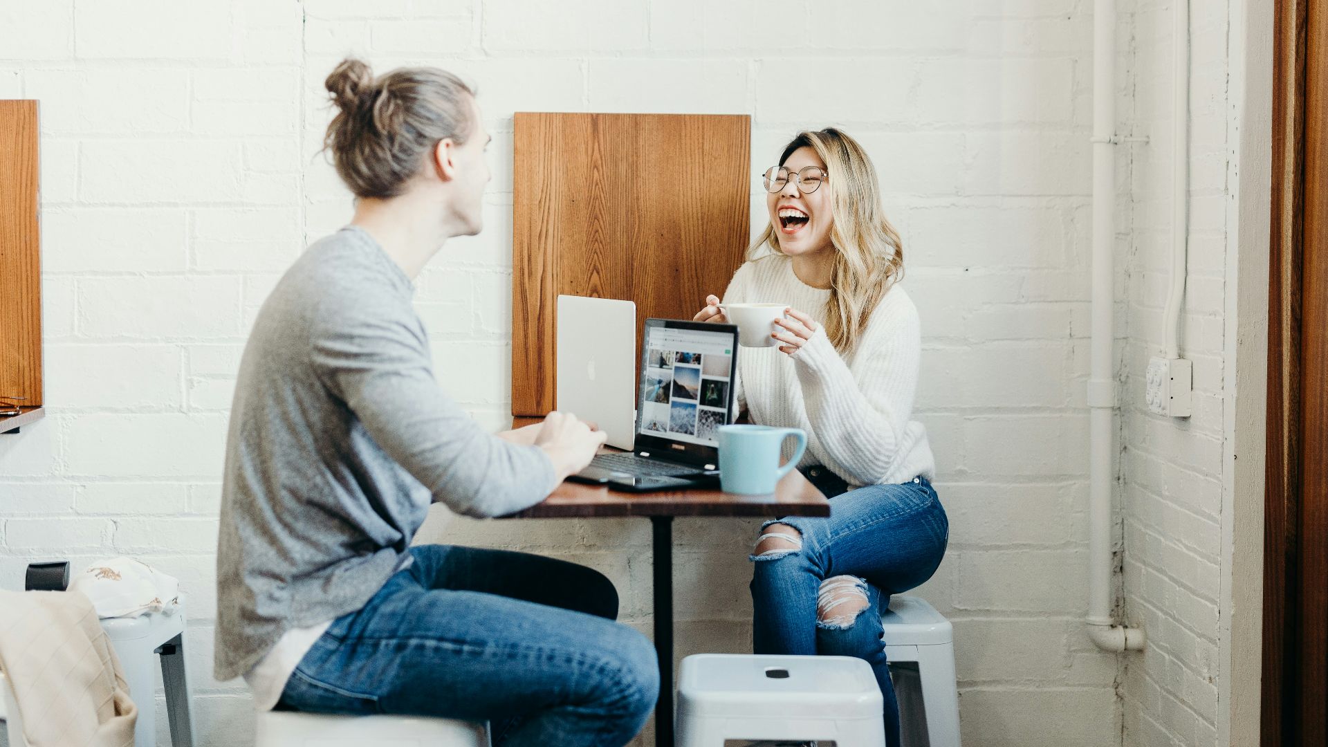 couple sitting on the dining table
