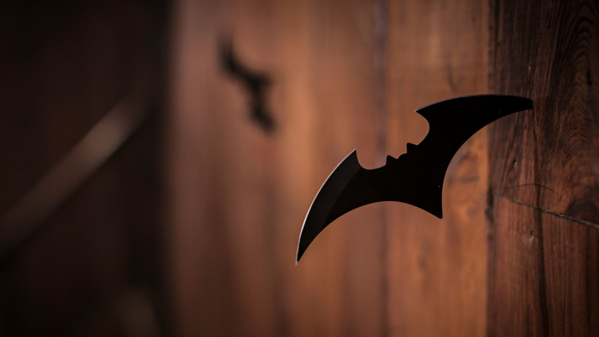 closeup photo of shuriken on wood