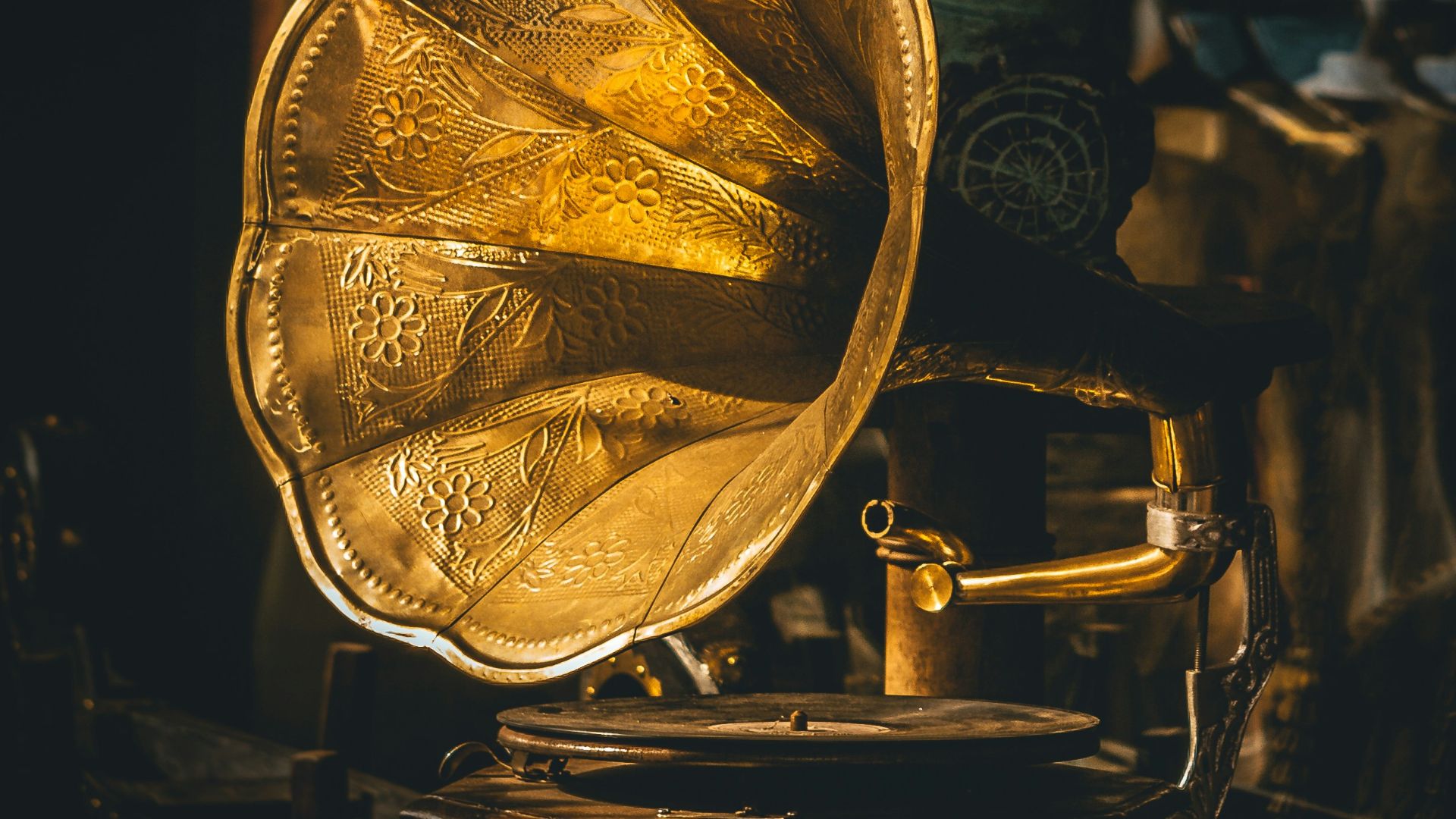 closeup photo of gramophone