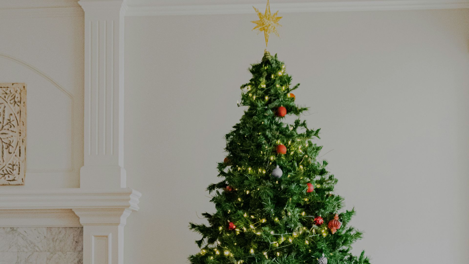 green christmas tree with baubles
