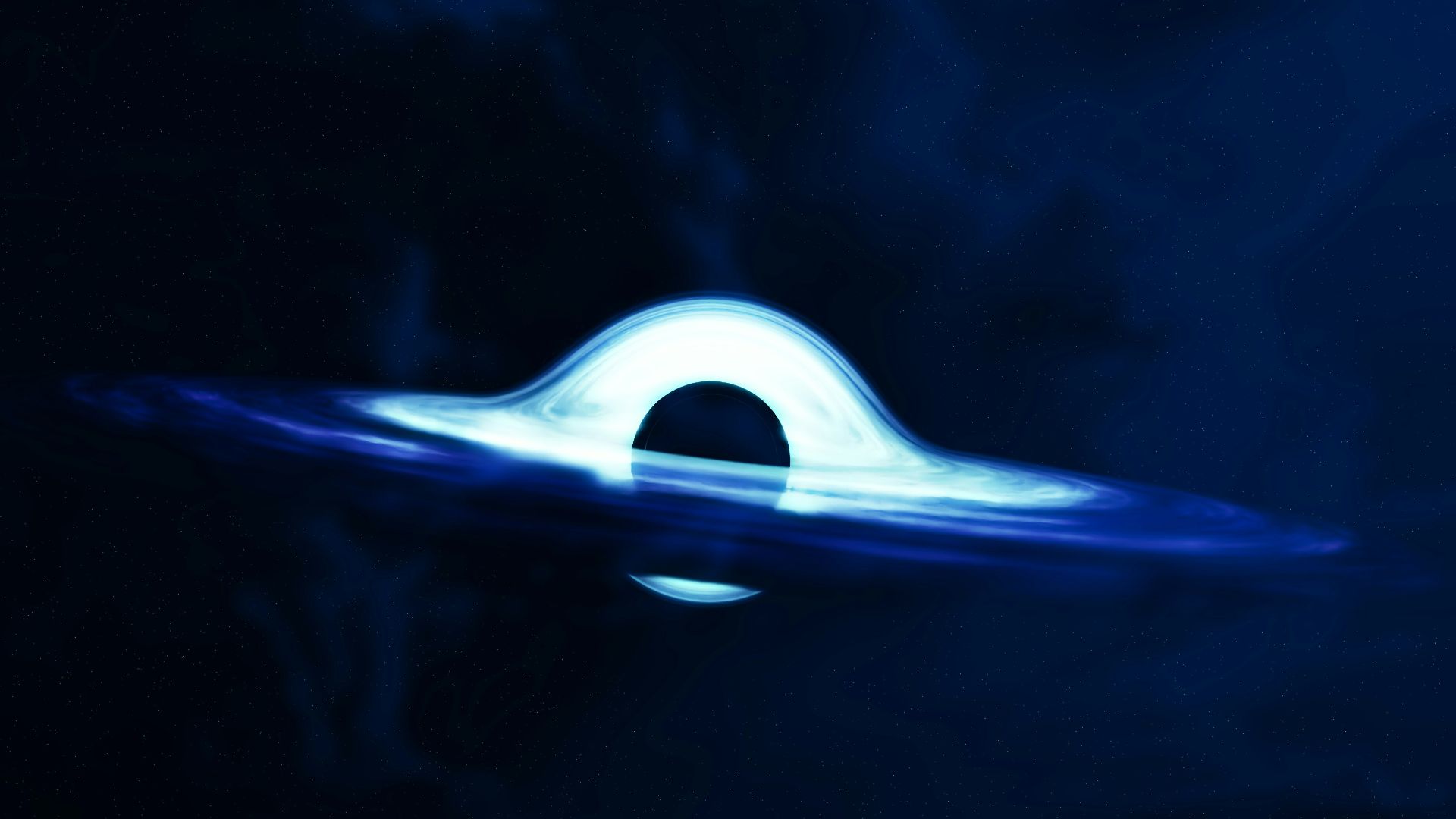 a blue and white object floating in the air