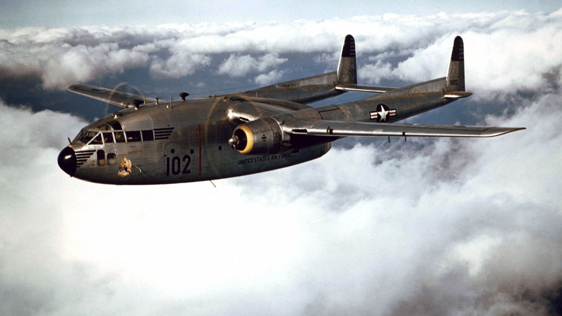File:Fairchild C-119B of the 314th Troop Carrier Group in flight, 1952 (021001-O-9999G-016).jpg