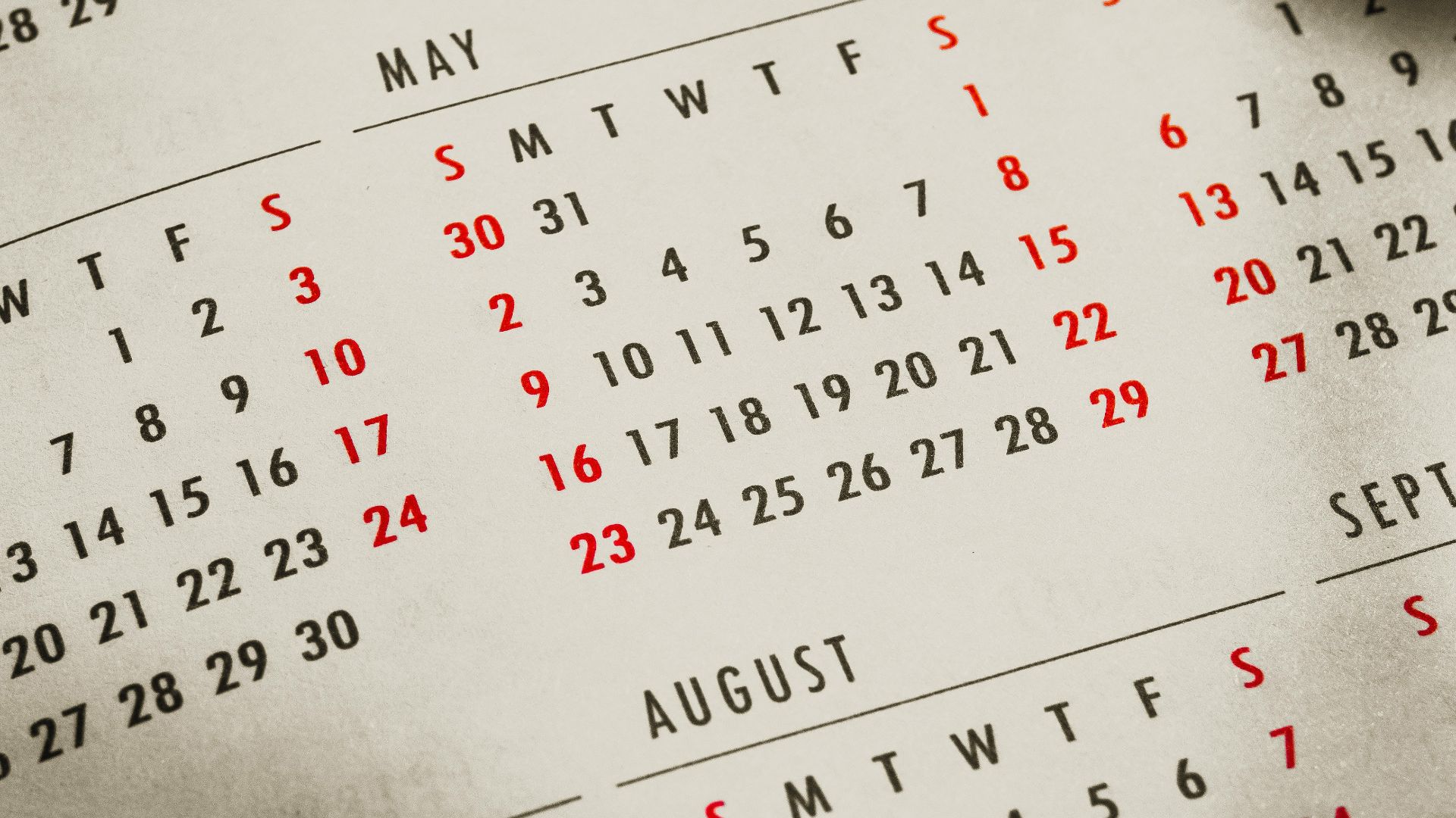 a close up of a calendar on a table