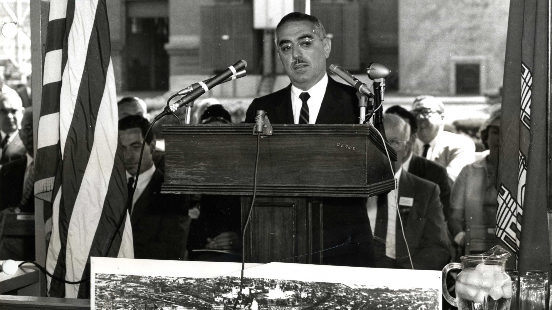 File:John Pastore speaking at Fox Point Hurricane Barrier groundbreaking.jpg