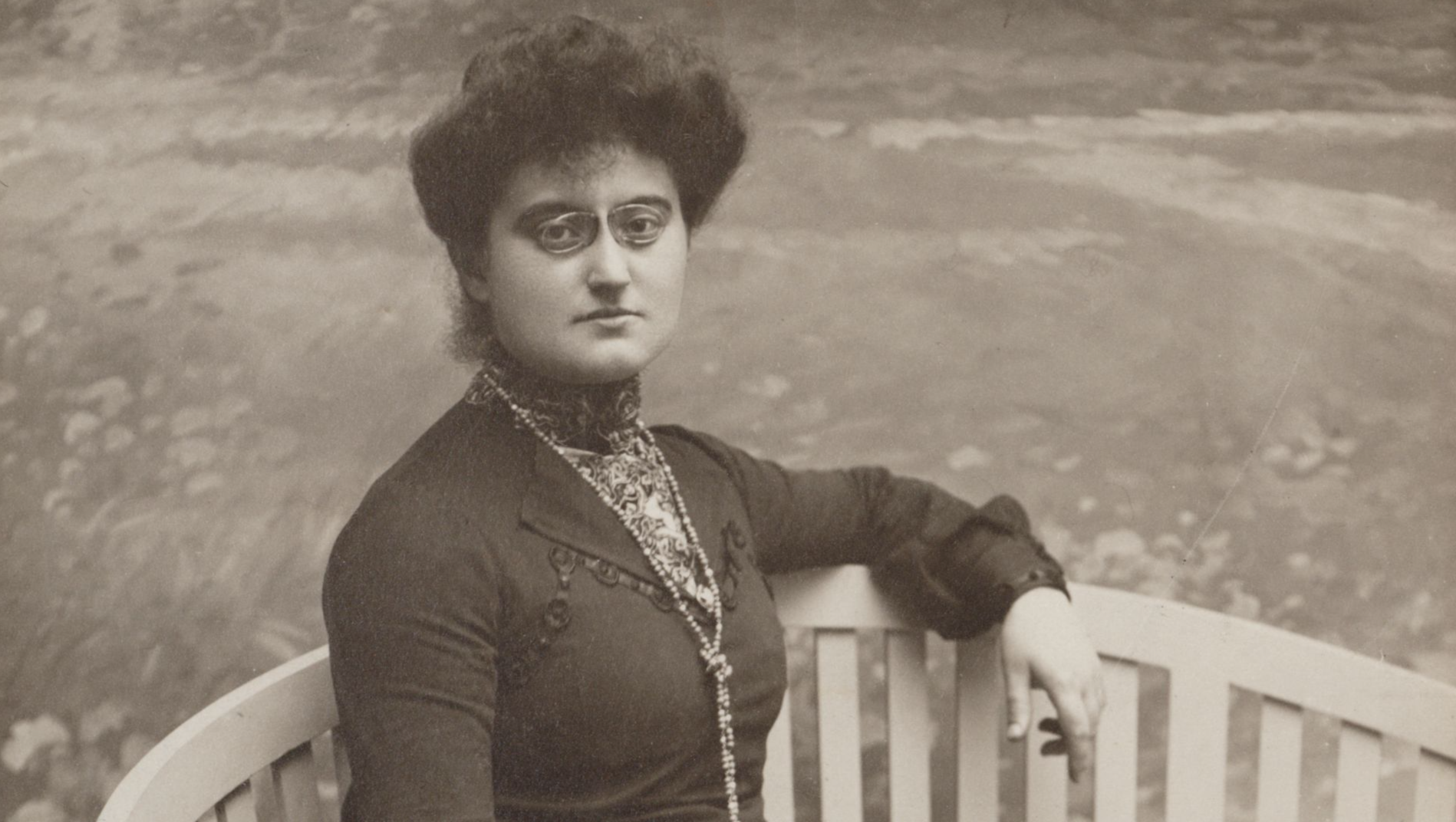 File:Rosika Schwimmer, seated on bench.jpg