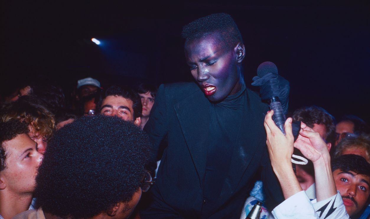Gettyimages - 1458048506, Grace Jones Performs At Bonds Disco Jamaican-born singer and model Grace Jones performs, surrounded by fans, at Bonds Disco, New York, New York, June 1980. 