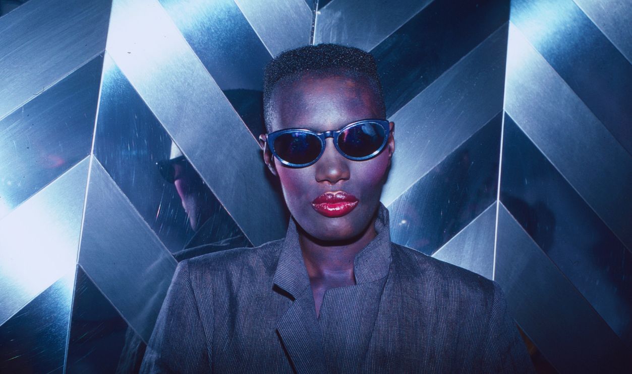 Gettyimages - 1458048527, Grace Jones At Bonds Disco Jamaican-born singer and model Grace Jones poses in front of a reflective backdrop at Bonds Disco, New York, New York, June 9, 1980. 