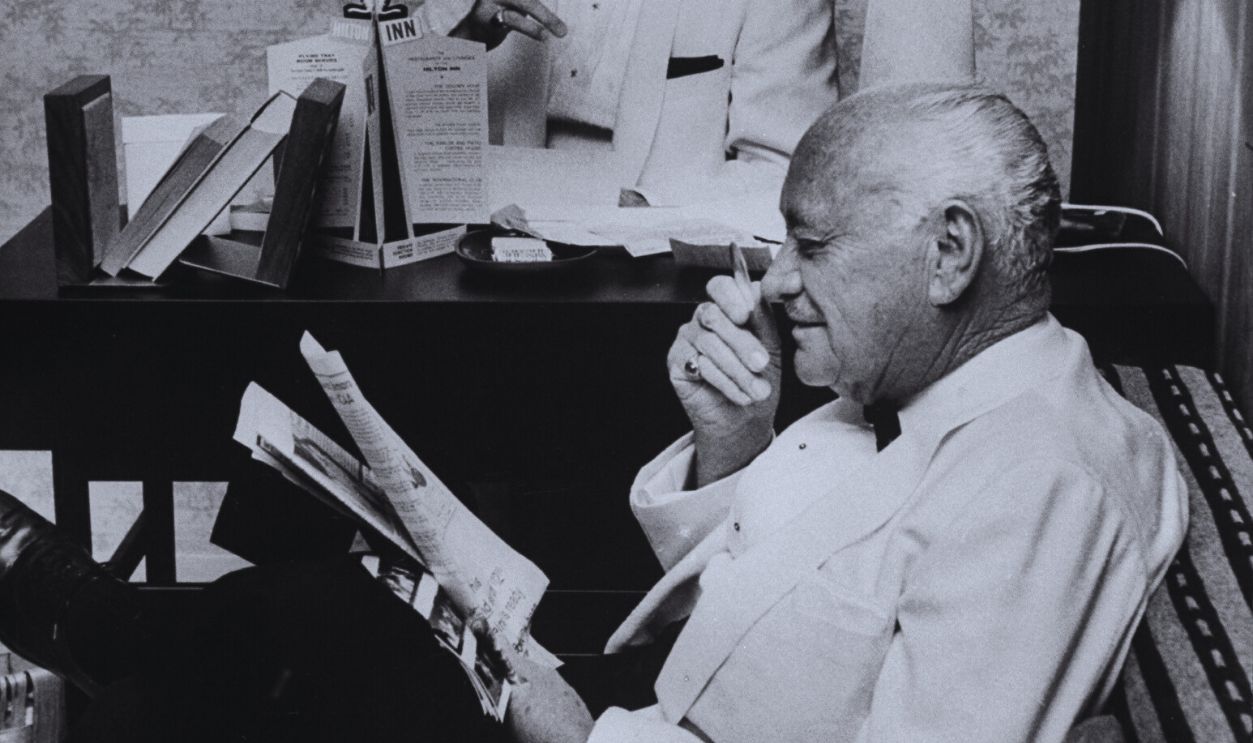 Gettyimages - 50561763, Conrad N. Hilton;Conrad N. Jr. Hilton Hotelier Conrad N. Hilton Sr. (R) with his son Conrad N. Hilton Jr. at the Atlanta Hilton Inn opening.