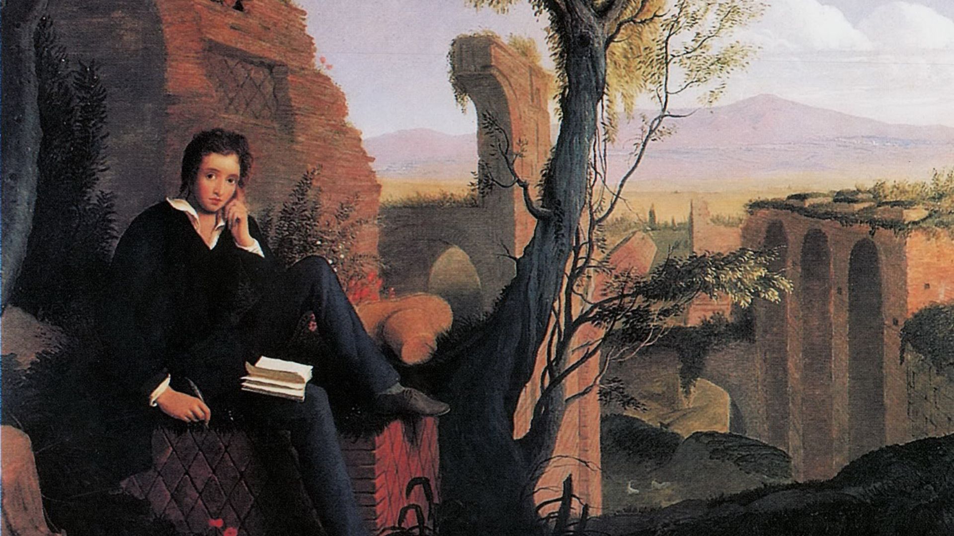 File:Joseph Severn - Posthumous Portrait of Shelley Writing Prometheus Unbound 1845.jpg