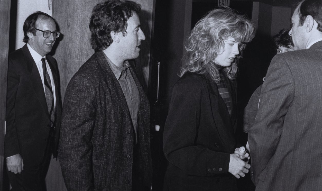 Gettyimages - 1328354294, Bruce And Julianne American singer and songwriter Bruce Springsteen and his wife, model and actress Julianne Phillips leave St Peter's Church in New York City after attending a memorial service for record producer John Hammond II, USA, 1987. The service was also attended by musicians Robert Palmer, Stevie Ray Vaughan and Mitch Miller.