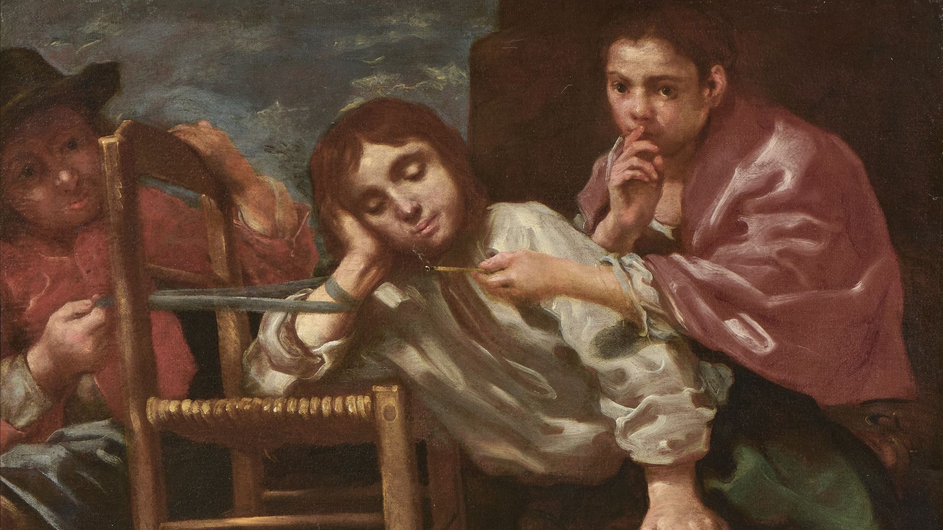 File:Bernhardt Keil - Two children playing a practical joke on a sleeping boy.jpg