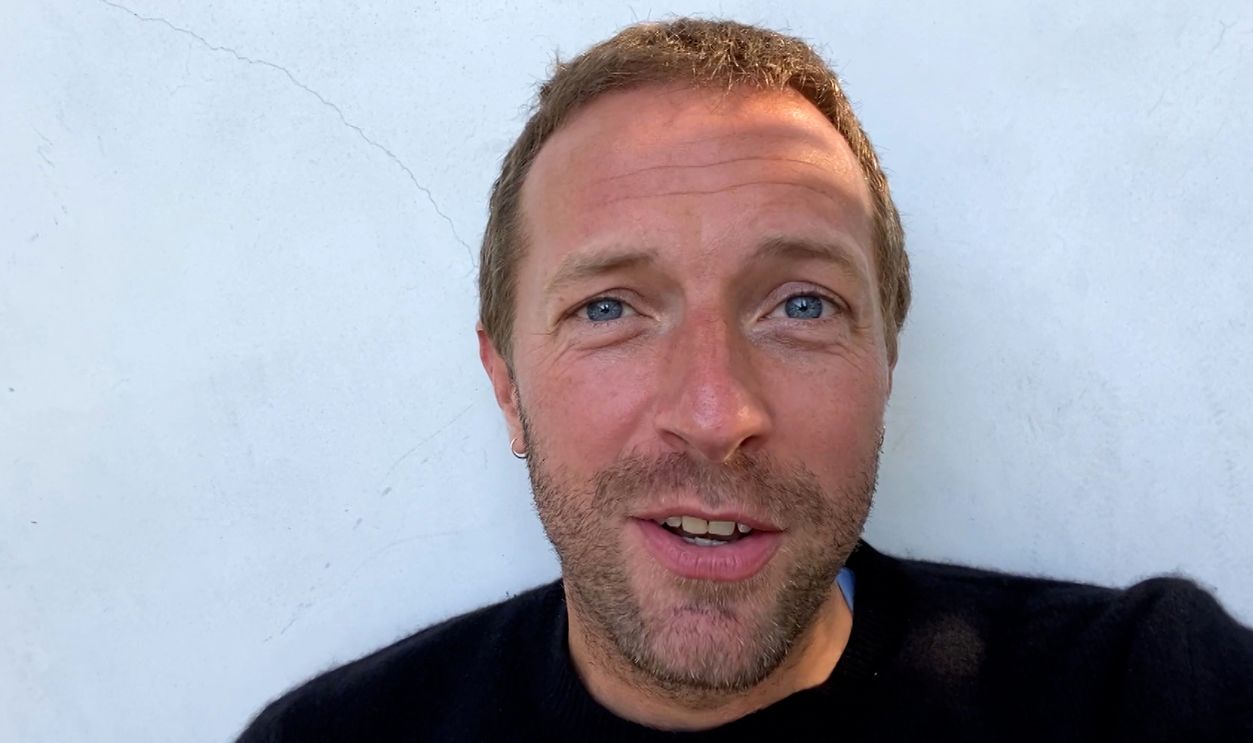 In this screengrab released on November 08, Chris Martin of Coldplay accepting the win for Best Rock at the MTV EMA's 2020 on November 01, 2020 in Los Angeles, California. The MTV EMA's aired on November 08, 2020. 