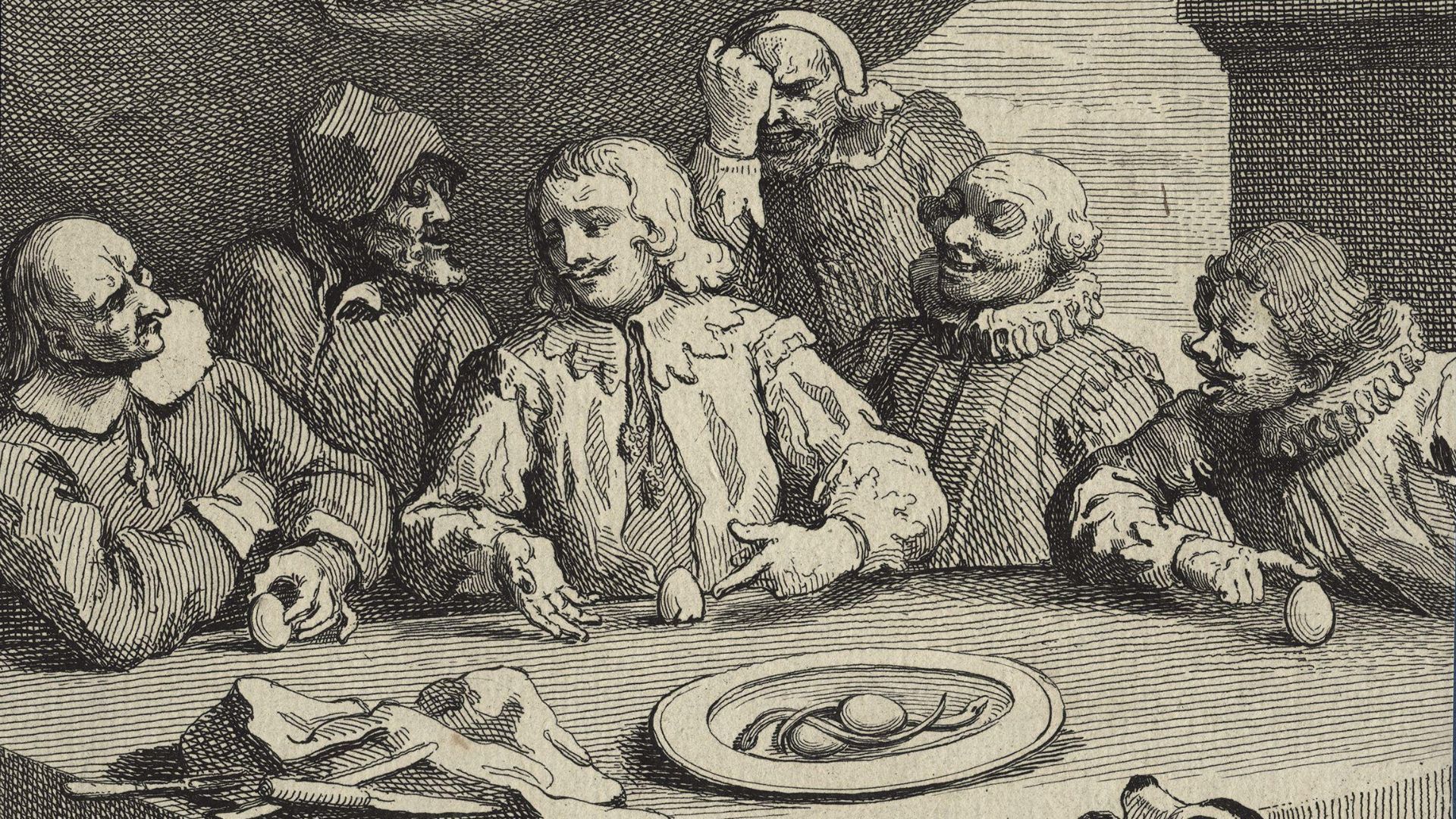 File:Columbus Breaking the Egg' (Christopher Columbus) by William Hogarth.jpg