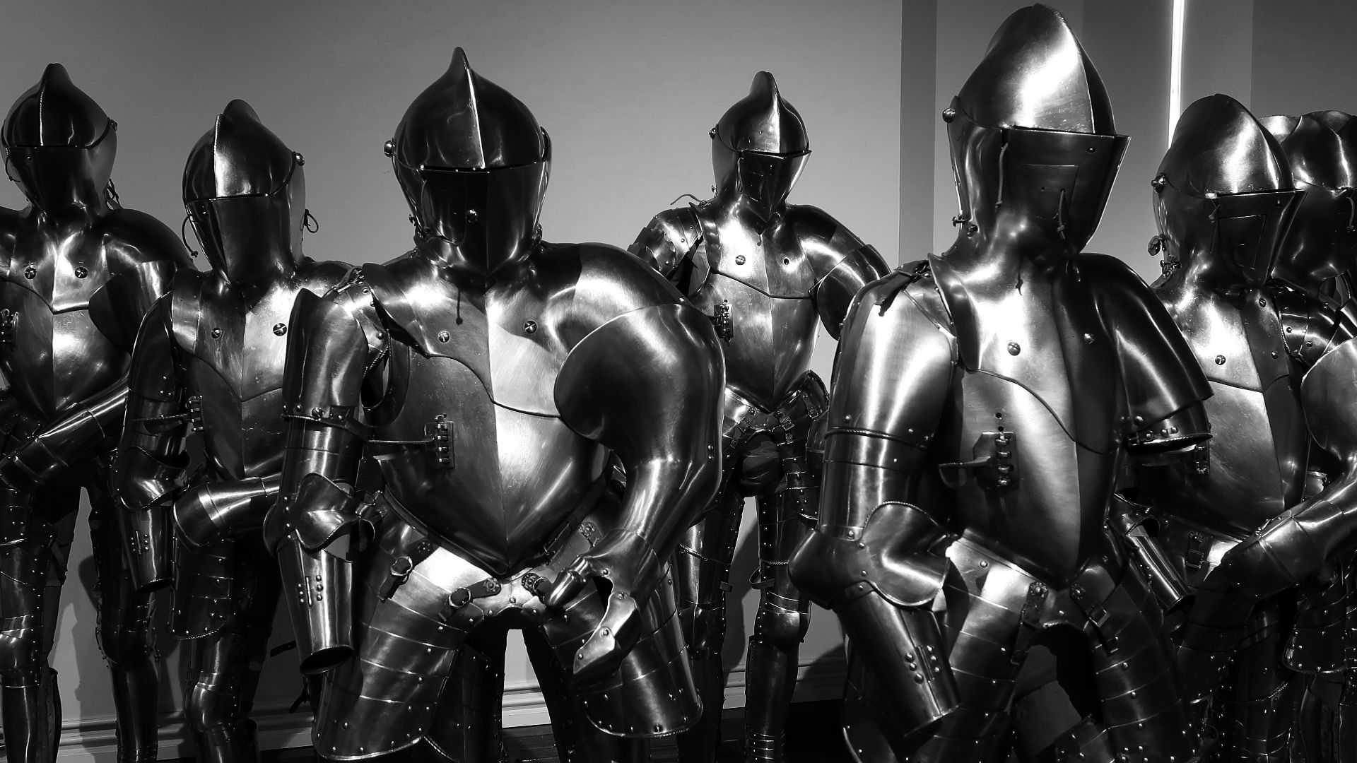 gray metal armors