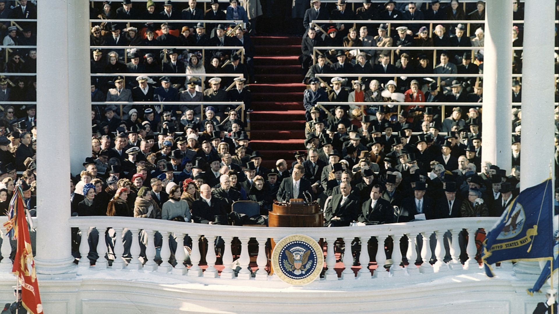 File:President Kennedy inaugural address (color).jpg