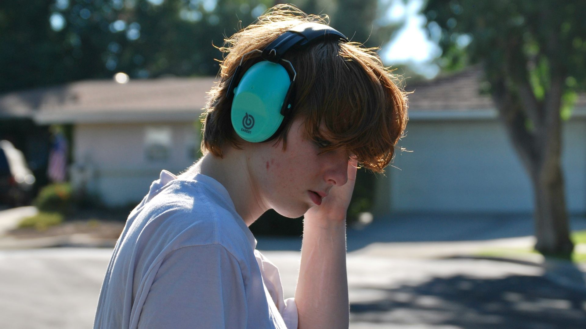 a boy wearing headphones