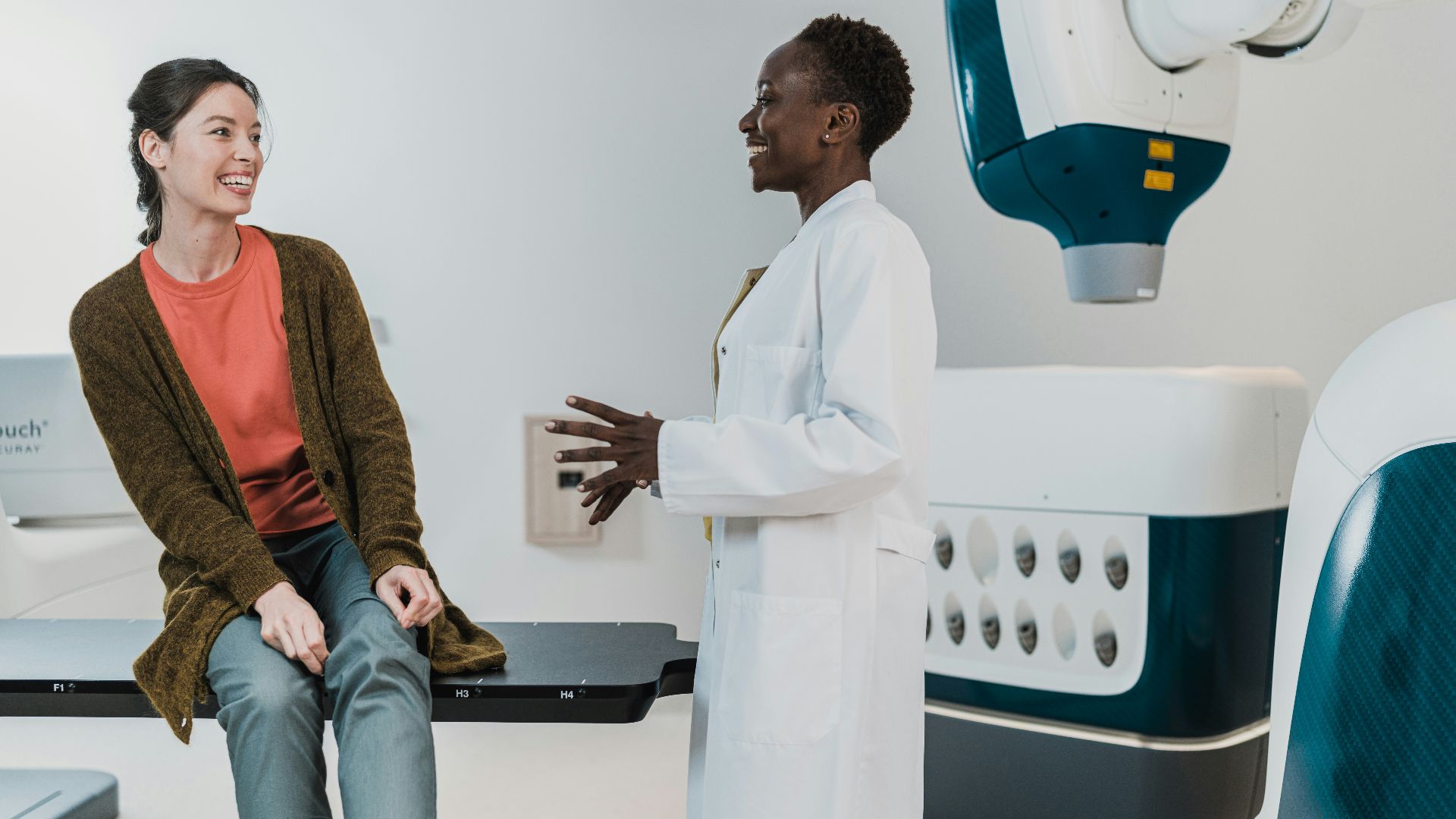 a man and a woman talking