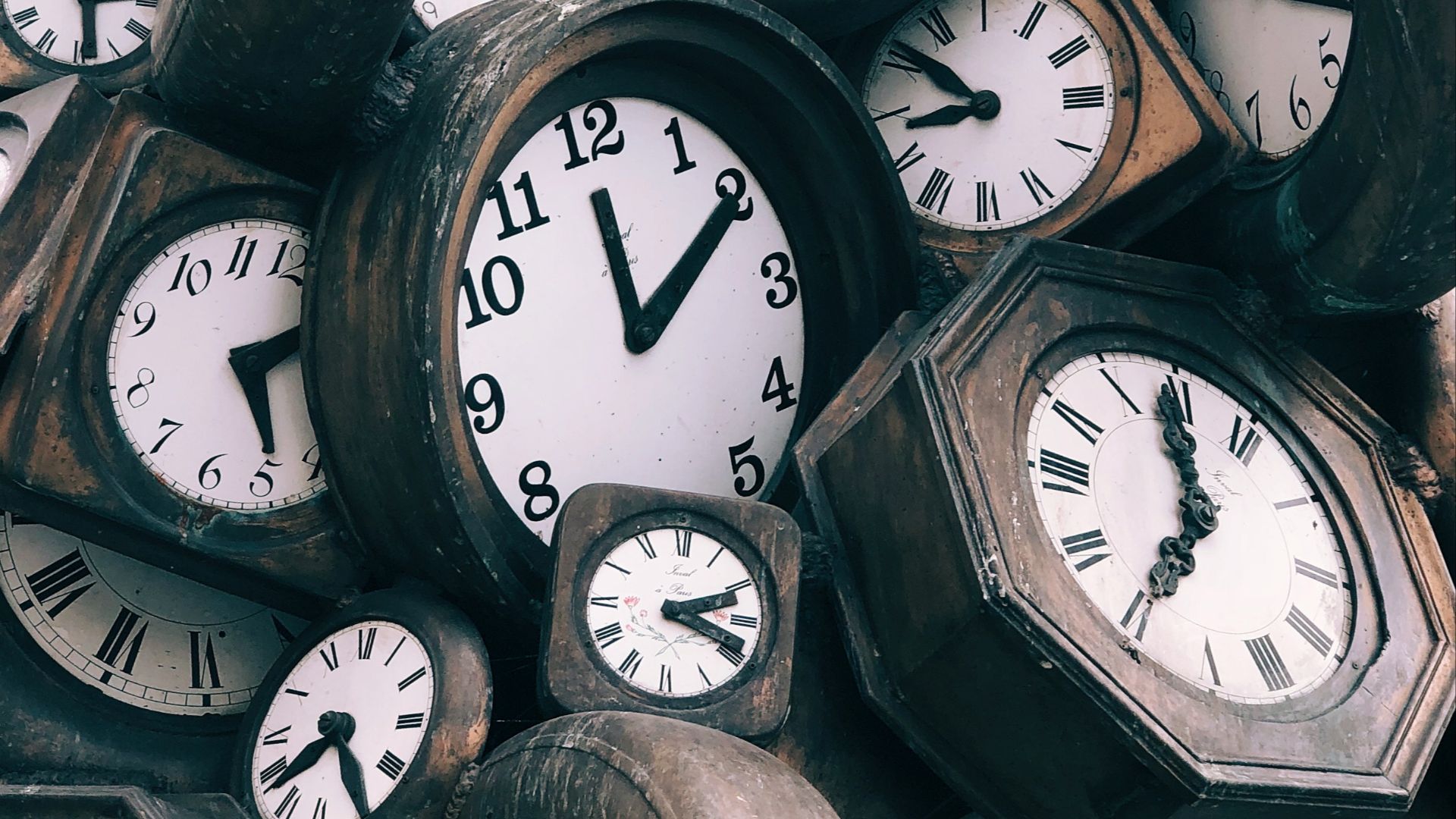 brown-and-white clocks