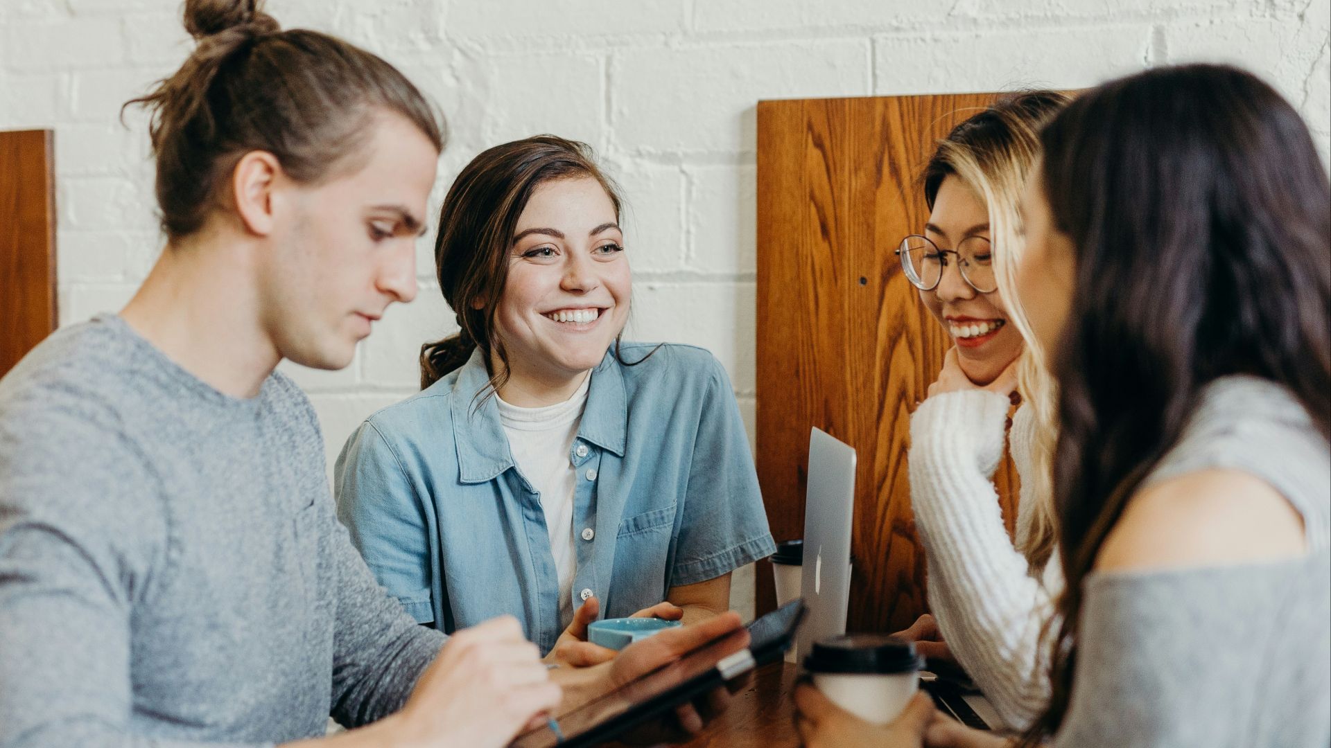 A group of friends at a coffee shop