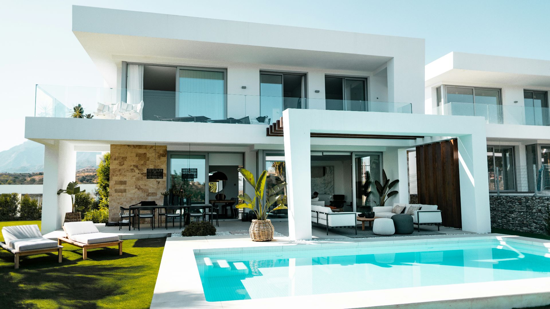 white and blue concrete building